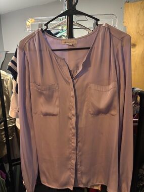 Liz Claiborne Soft Lavender Button-Front Blouse